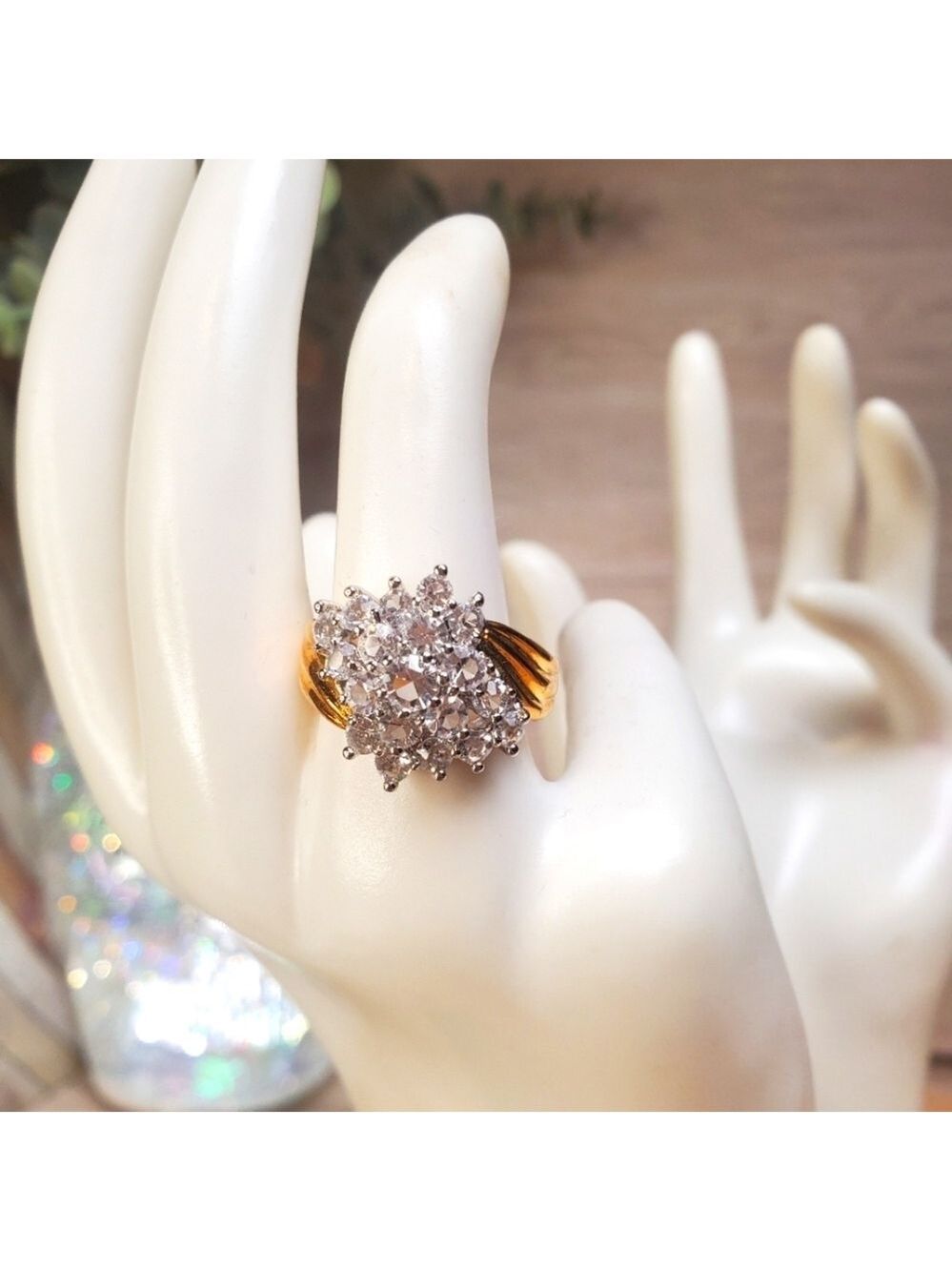 Vintage Mary Kay Gold Tone Cocktail Statement Ring Size 8 Large